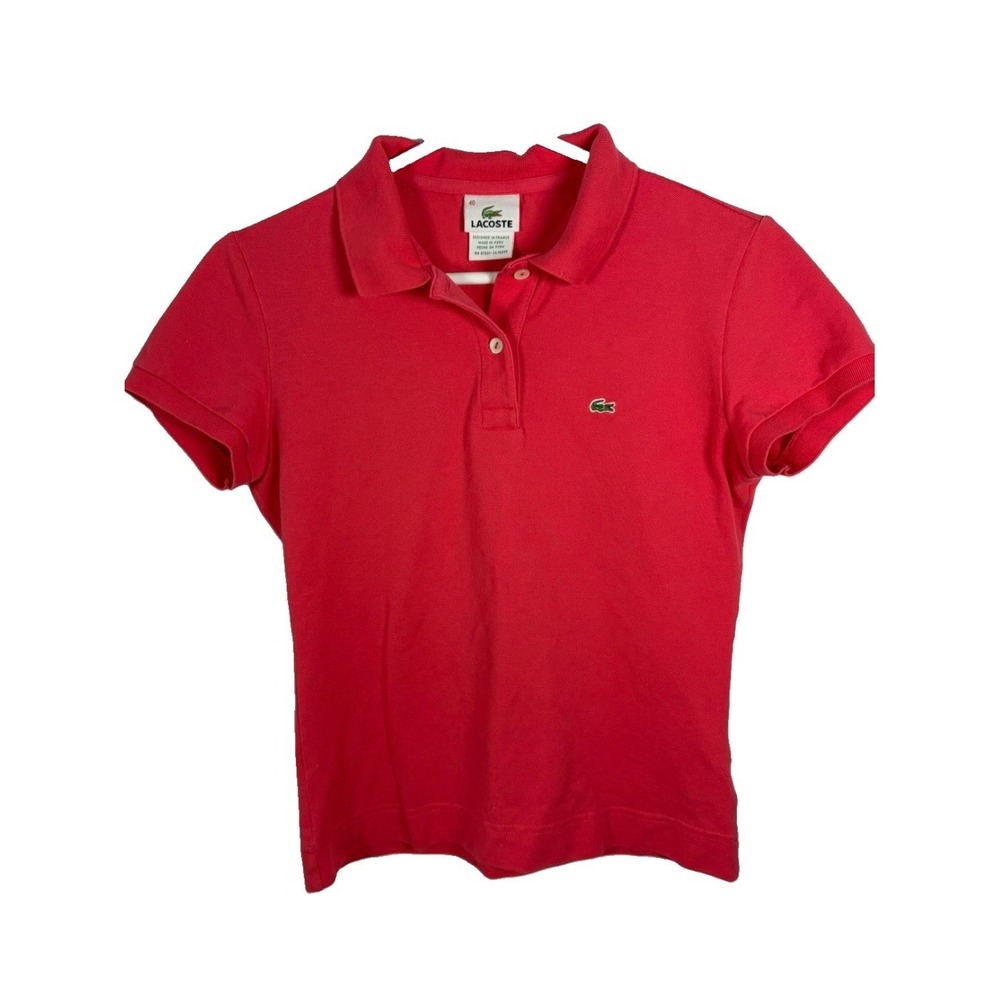 Lacoste Polo Shirt Hot Pink Sz 40 XS/S Logo Tennis Prep Preppy Y2K Barbie Golf